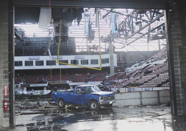 Tornado damage at MetraPark